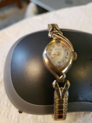 Vintage Bulova 10k Rolled Gold Ladies Wrist Watch Spidel Gold Stretch Band