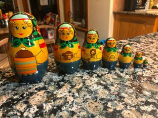 Vintage Hospitality Maidens Russia/ussr Nesting Dolls Complete Set Of 7