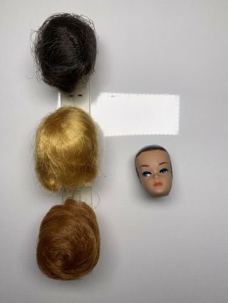 Vintage 1960s Mattel Fashion Queen Barbie Doll Head With 3 Wigs On Stand