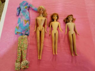 3x Vintage Barbie Dolls 1963 Barbie,  Skipper,  Scooter