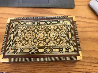 Vintage Vintage Inlaid Micro Mosaic Marquetry Hinged Wood Box