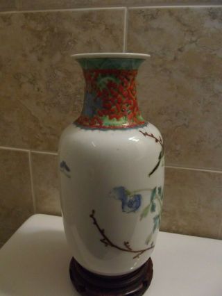 Vintage Chinese Porcelain Vase Famille Rose Marked China in Red 2