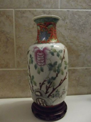 Vintage Chinese Porcelain Vase Famille Rose Marked China in Red 6