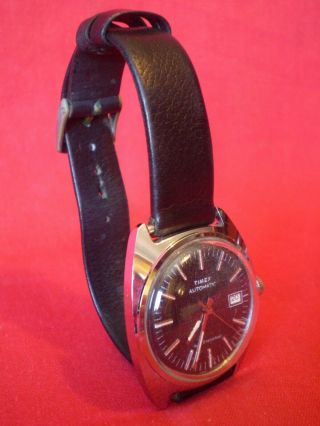 Vintage Timex Automatic Wrist Watch.  Black Dial,  In Order