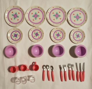 Barbie Tyco Kitchen Littles Special Occasion Dinnerware Set Pink Flowers