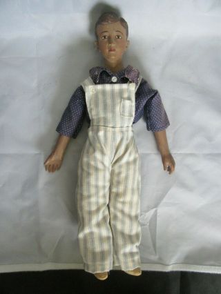 Antique Doll W/ Cloth Body & Papier Mache (?) Head & Arms,  Cond.  14.  5 "