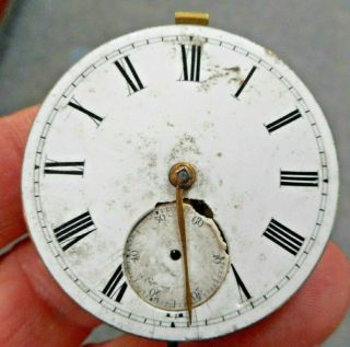 Antique " English Lever " Pocket Watch Movement With Dial,  Circa 1890.  £15.  00