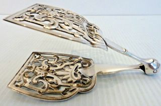Asparagus Tongs W/ Elaborate Wide Pierced Blades,  Christofle,  Silver Plated