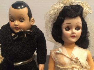 Bride and Groom Doll Set - Vintage - Antique - Runner Band Necks Cake Toppers 7