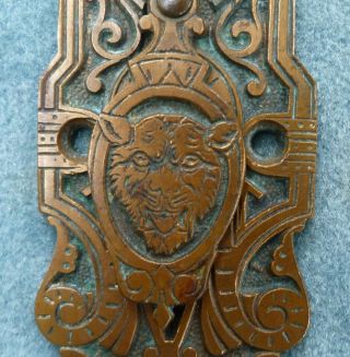 Russell Erwin Cast Bronze Door Plate Tiger Keyhole Cover Antique