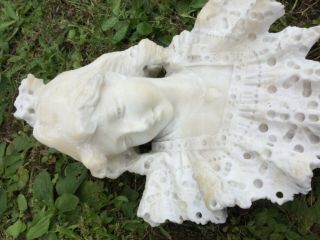 Miniature 19thc Antique Victorian Carved Marble Lady Bust Old Parlor Sculpture