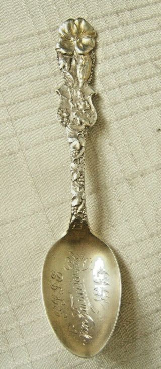 Sterling Silver Souvenir Spoon San Francisco 1915 Dlb Sided Decorated Handle