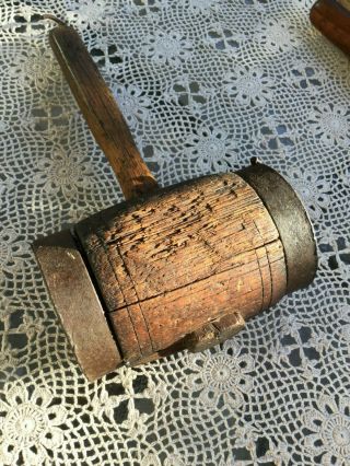 Antique Wooden Mallet - Oak Handle: For Corking Decks On Wooden Ships