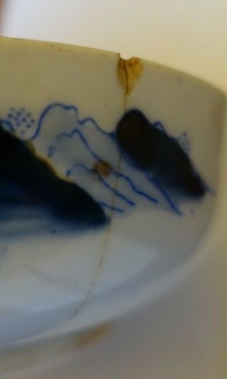 f - 17 ANTIQUE JAPANESE MEIJI PORCELAIN HAND PAINTED BLUE AND WHITE DISH BOWL 6