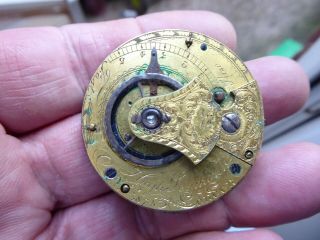 London Maker Hugh Seymour Antique Fusee Verge Pocket Watch Movement