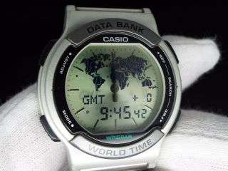 Vintage Casio Digital Watch Twincept Floating Lcd Databank World Time 1326 Abx