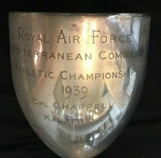 Ww2 1939 Raf Kalafrana Malta Vintage Silver Plate Trophy.  Loving Cup,  Trophies