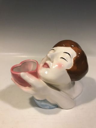 Art Deco Lady Holding Heart Head Vase From Sarsaparilla Deco Designs