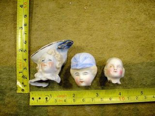 3 X Excavated Vintage Painted Bisque Doll Head Hertwig Gremany Age 1860 A 12066