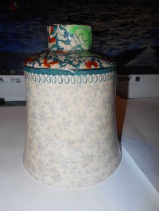 Antique Royal Doulton Teal On Beige Chintz Tea Caddie Vase Delightful