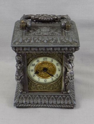 Antique Small Ansonia Carriage Clock With Very Ornate Case -