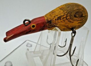 Vintage Wooden Unknown Fishing Lure Woodpecker Platypus 3.  5 " Long