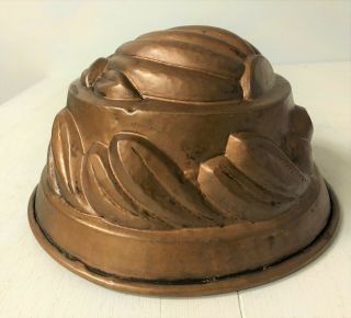 Antique Primitive Copper Victorian Cake Or Jello Mold In The Pumpkin Design