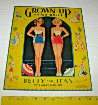 Vintage Uncut 1936 Grown - Up Paper Dolls Gladys O 