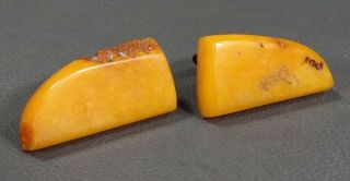 Antique Natural Baltic Egg - Yolk Butterscotch Amber 1.  5 " Large Bead Cufflinks Pair