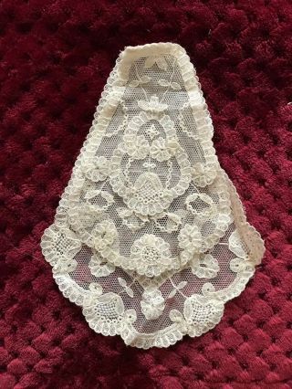 Victorian Ladies Lace Tie - Embroidery On Tulle 6 1/2 " By 5 "