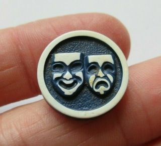 Delightful Antique Vtg Celluloid Plastic Picture Button Face Masks (a)