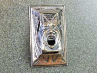 Antique Cigar Cutter Table Top Tin Ugly Man Face With Horns Vintage Old