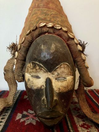 West African Tribal Dan Wood Cloth Mask Antique Old Rare Africa Tribe Liberia