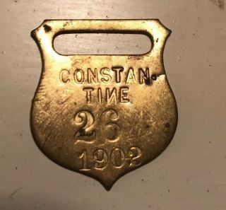 1902 Constantine Mich.  Dog Tax Dog License Tag,  Brass Collar Id Antique K - 9