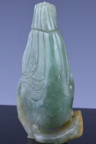 Antique Chinese Carved Green Jade Jadeite Stone Gourd Form Snuff Bottle
