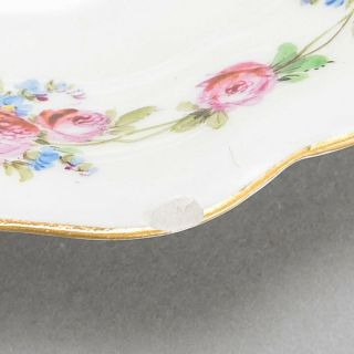 Antique Meissen Porcelain Cup & Saucer Hand - Painted Roses Gold Rim Quatrefoil 4