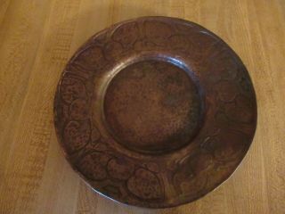 Vintage Arts And Crafts Style Hand Hammered Copper / Brass ?? Plant Saucer