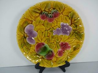 Antique Sarreguemines Majolica Fruit Theme French Made 12 " Charger Plate Beauty
