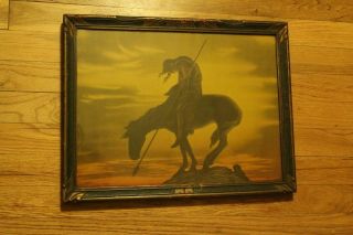 Framed Antique Native American Print,  End Of The Trail,  30s 17.  5 " X 14 3/4 "