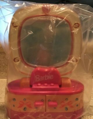 Vintage 1996 Barbie Light Up Mirror With Two Drawers Avon 7