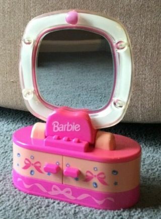 Vintage 1996 Barbie Light Up Mirror With Two Drawers Avon 8