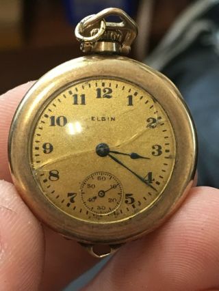 Vintage Elgin Small Gold Pocket Watch B&b Royal Gold Filled - Running