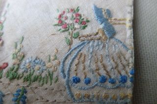 Vintage crinoline lady small embroidery fabric in Scandinavian vintage frame 4
