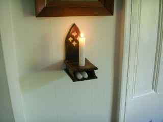 Old Vintage Carved Wooden Chapel Church Gothic Candle Holder Wall Candlestick 5