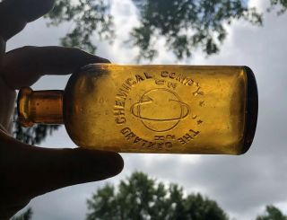 Antique 1900s Yellow Honey Oakland Chemical Co.  Medical Apothecary Bottle