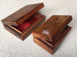 Vintage Wooden Jewellery Trinket Boxes,  Indian Wood And One Other Both Lided
