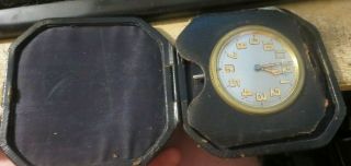 Vtg 8 Day Normis Swiss Pocket Watch Car Auto Clock Wind Up 6j 2 Adj Travel Case