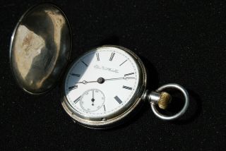 Vintage 1891 Coin Silver Elgin 7j Full Hunter Pocket Watch Running Needs Service