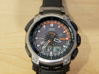 Casio Tough Solar Pathfinder Paw - 5000 Watch Men From Japan Rare
