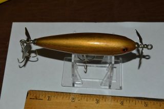 Vintage Unmarked Minnow Fishing Lure Gold Color Props - Front & Rear Ex Cond